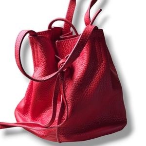 Red Leather Bucket Bag